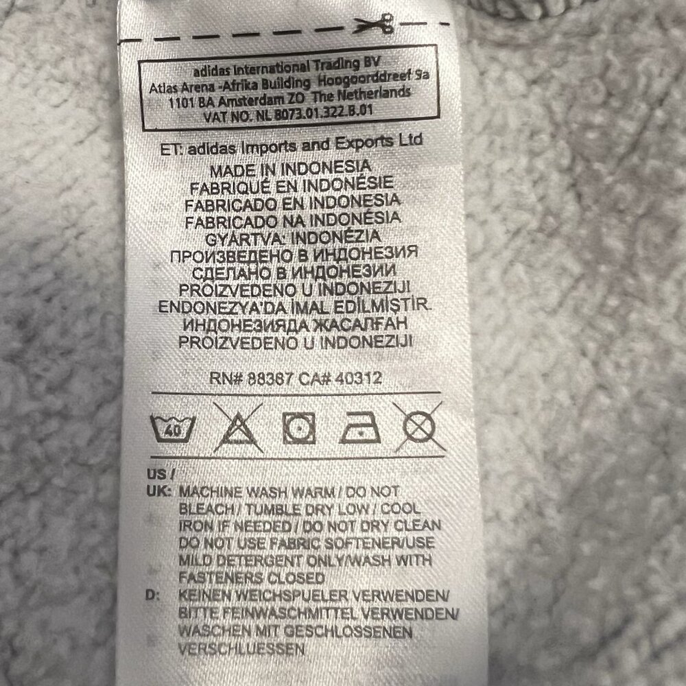 Adidas Mens Size L Gray Black Sweatshirt Hoodie Kangaroo Pocket Logo Athleisure - Picture 12 of 14